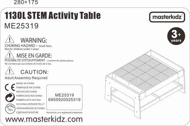 Masterkidz dřevěný vzdělávací stůl s příslušenstvím STEM Wall