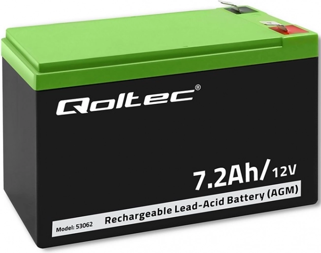 Baterie Qoltec AGM 12V | 7,2Ah | max. 108A