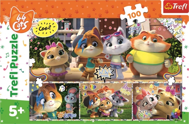 Puzzle 100 dílků Skládaná parta přátel 44 Kočky