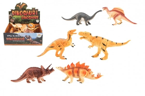Plastové figurky dinosaurů 16-18 cm s mixem druhů, 12 ks v boxu