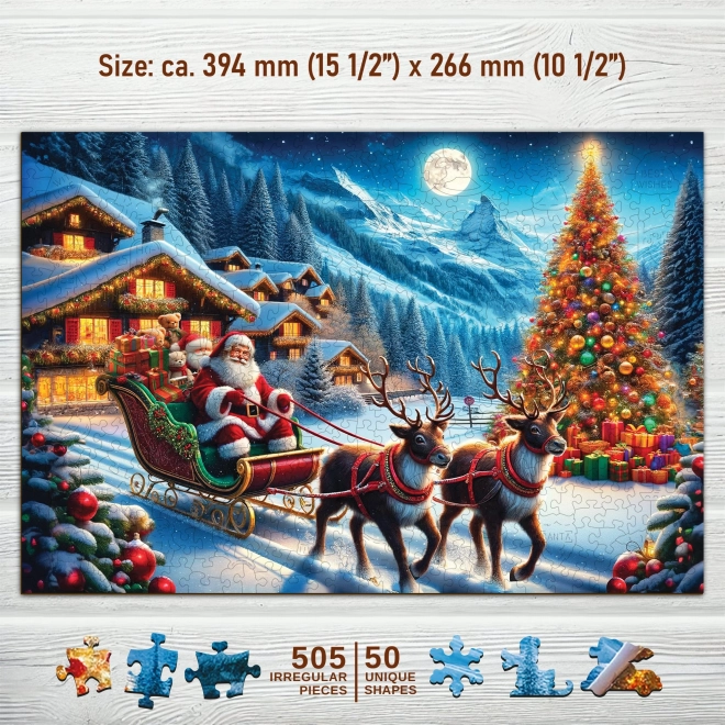 Dřevěné puzzle Santovy sáně 505 dílků