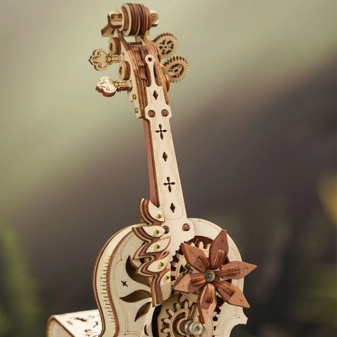 RoboTime dřevěné mechanické puzzle Kouzelné violoncello (elektrický pohon)