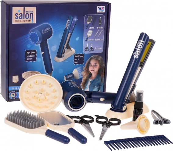 Mega set pro malou kadeřnici – modrý s příslušenstvím