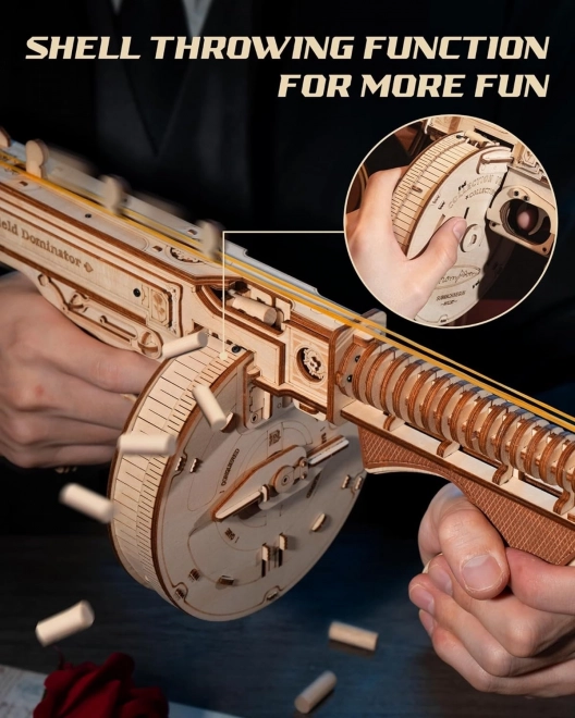 RoboTime 3D Dřevěné mechanické puzzle Samopal Thompson