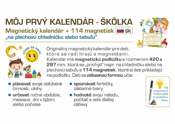 Magnetický kalendář pro děti - Školka
