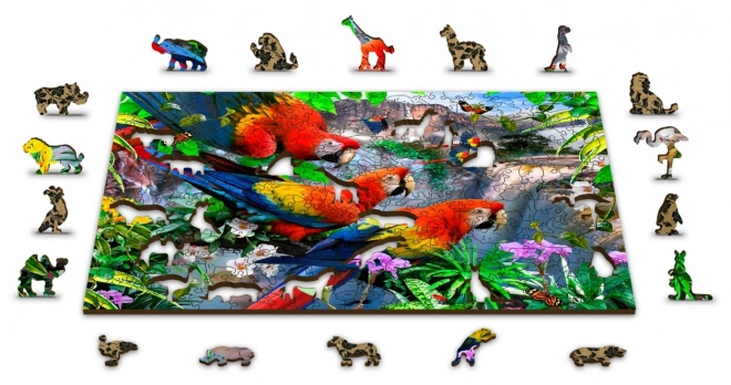 Dřevěné puzzle Ostrov papoušků