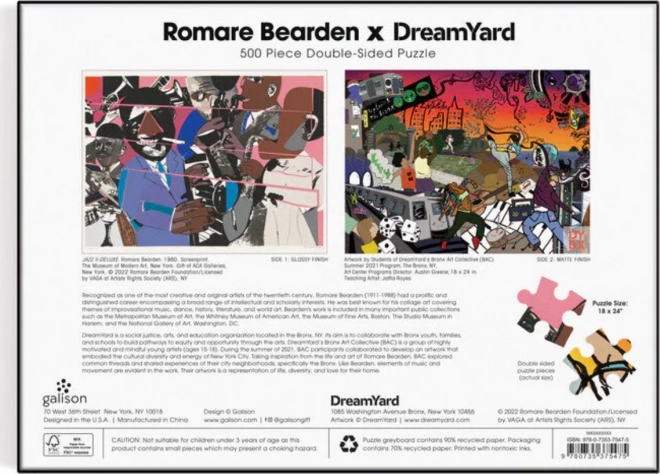 Oboustranné puzzle Romare Bearden x DreamYard 500 dílků