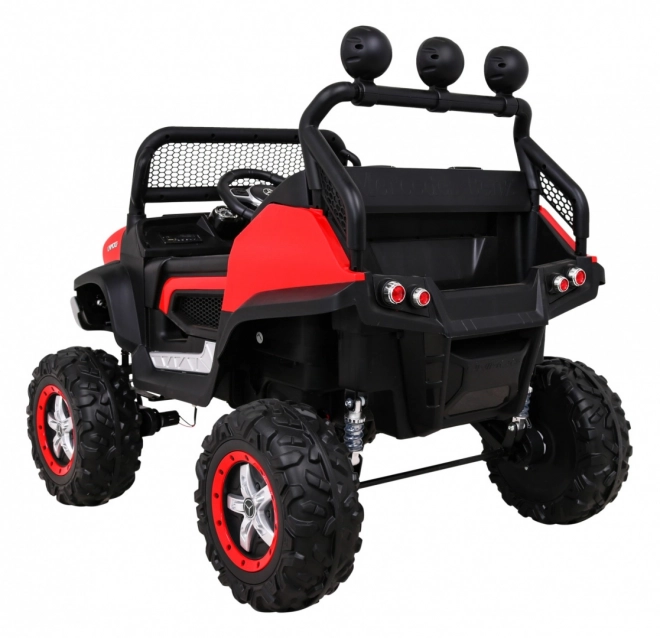 Mercedes Benz Unimog pro děti Červený + 4x4 + dálkové ovládání + nosič zavazadel + pomalý start + MP3 LED
