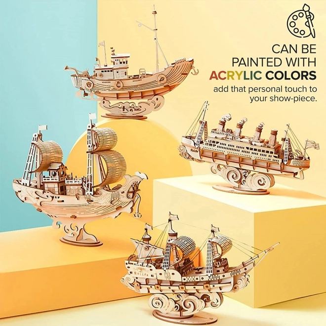 3D dřevěné puzzle Plachetnice ROBOTIME Rolife 118 dílků