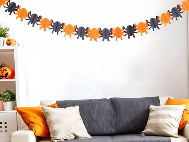 Halloweenská papírová girlanda s motivem dýně a pavouka