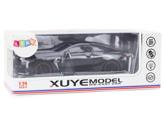Kovové sportovní auto s třecím pohonem a otevíracími prvky 1:24 černé