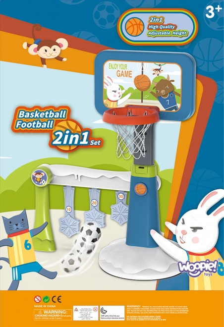 Woopie sada 2v1 basketbal a fotbalová branka + míč + pumpa