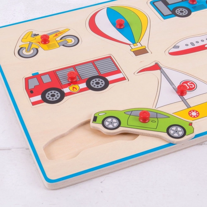 Dřevěné puzzle dopravní prostředky Bigjigs Toys
