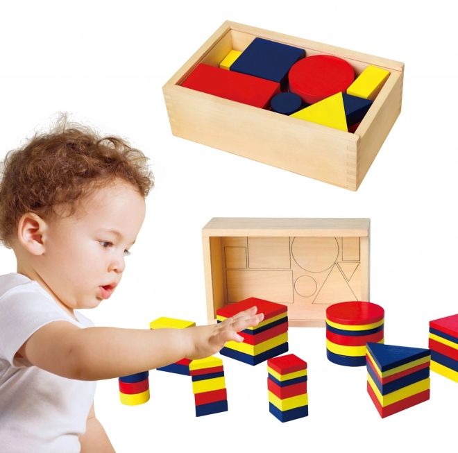 Dřevěné logické kostky geometrické tvary Viga Toys Montessori