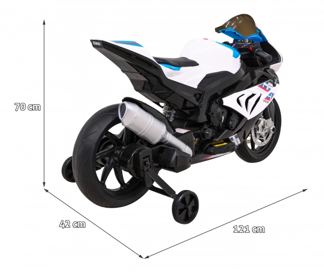 Dětská bateriová motorka BMW HP4 Bílá + pomocná kolečka + pomalý start + EVA + MP3 LED