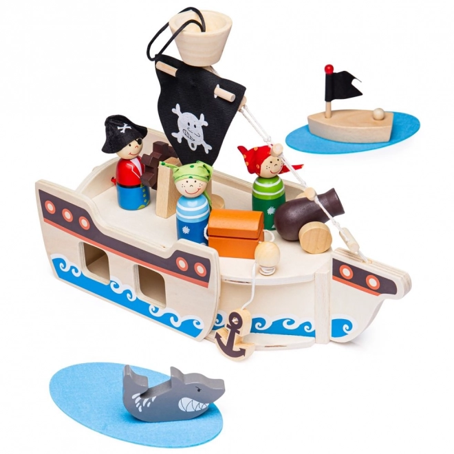 Dřevěná pirátská loď s příslušenstvím od Bigjigs Toys