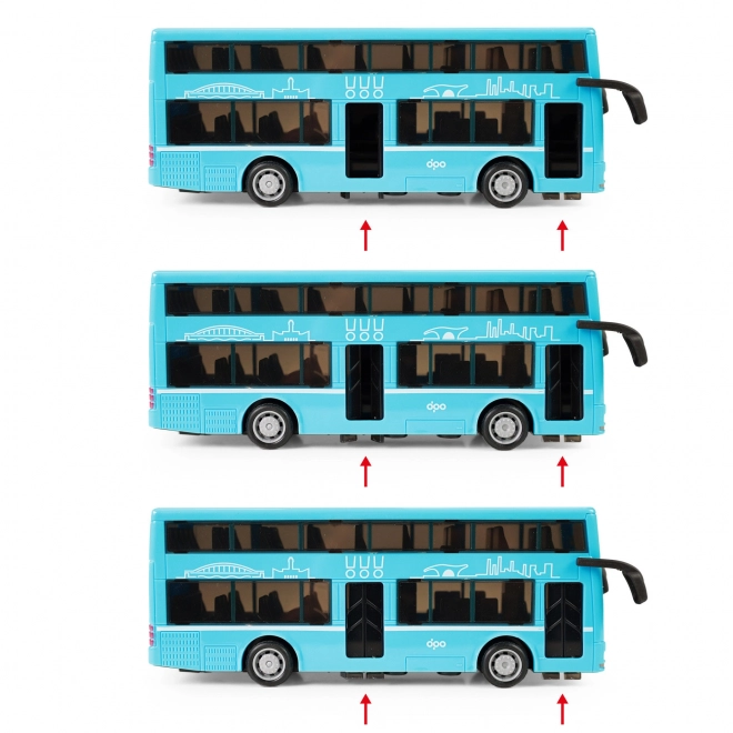 Dvoupodlažní autobus hračka modrá 20 cm
