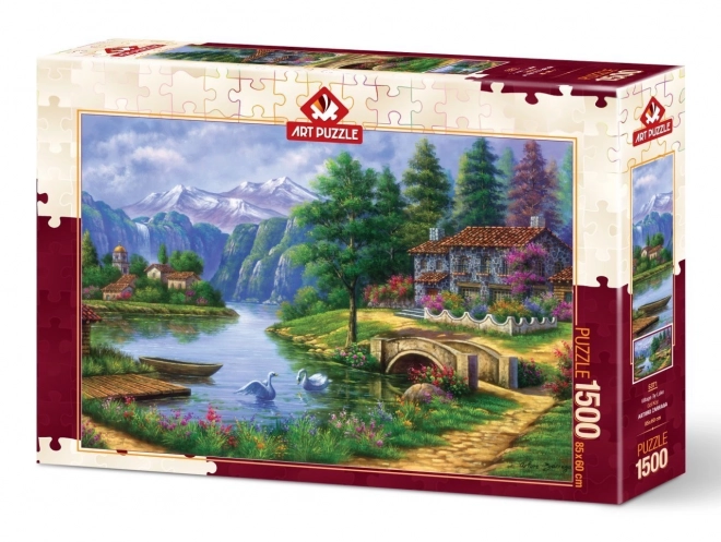 ART PUZZLE Puzzle Vesnice u jezera 1500 dílků