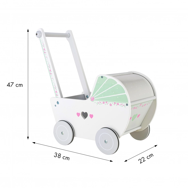 Dřevěný kočárek pro panenky ECOTOYS