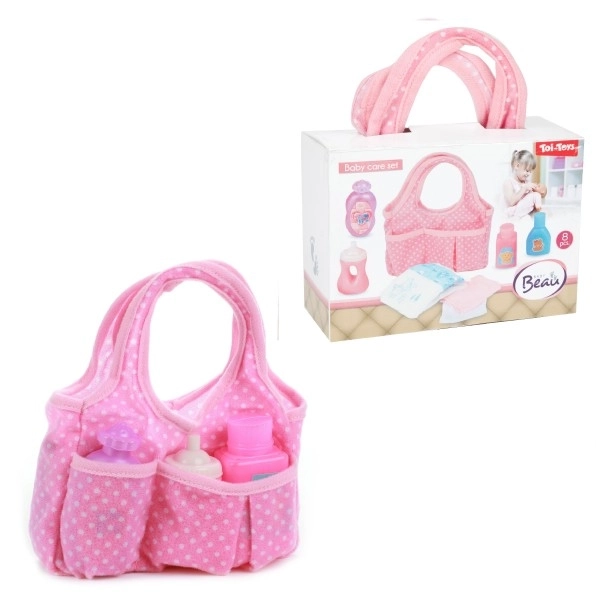 Taška pro panenky s doplňky plast v plastové krabičce 17x12x7cm