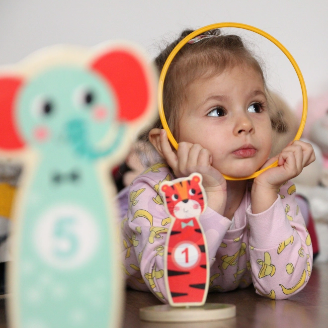 Dřevěná hra zručnosti Tooky Toy - hod na cíl zvířátka