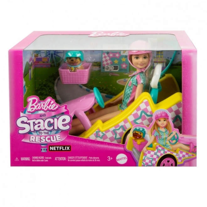 Panenka Barbie Stacie a filmové auto Gokart