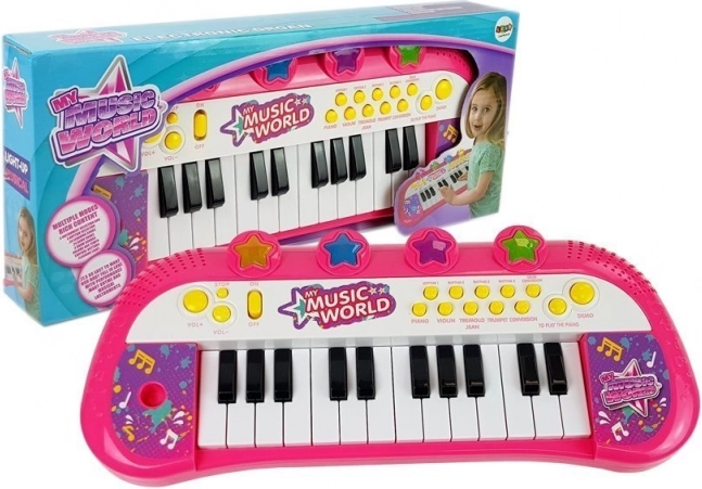 Dětský růžový klávesový nástroj 24 kláves MY MUSIC WORLD