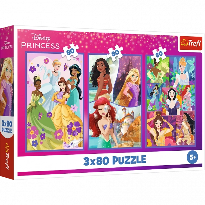 Puzzle 3x80 Přítelkyně Disney Princezen