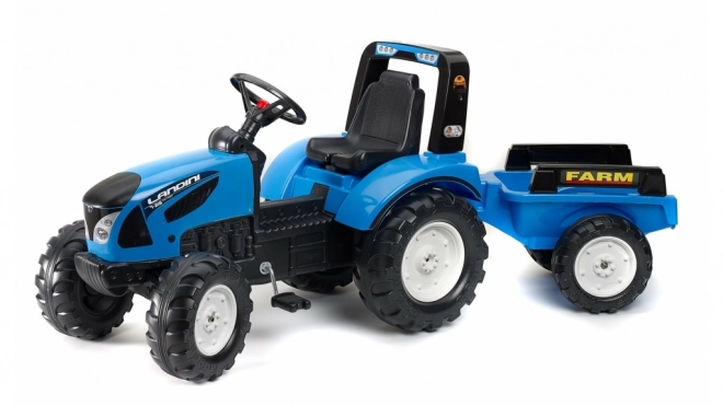 Traktor Landini modrý na pedály s vlečkou pro děti od 3 let