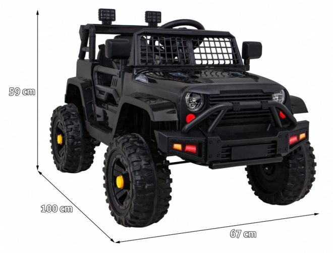Mașină pe baterii Jeep Dark Night pentru copii + pornire lentă + EVA + LED audio – Černé