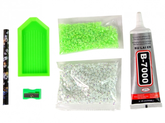 Kreativní sada DIY Diamantový Jednorožec Zelený