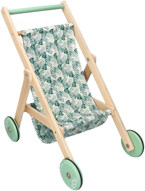 Lehký dřevěný kočárek pro panenky - mátová