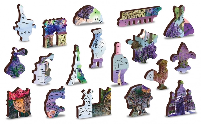 Dřevěné puzzle Levandulová Francie 2v1