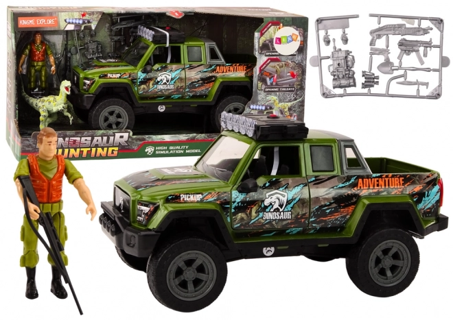Off-road Lovecké auto Dinosaur Světla Zvuky Zelená