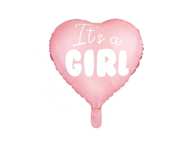 Fóliový balónek It's a Girl růžové srdce 45 cm