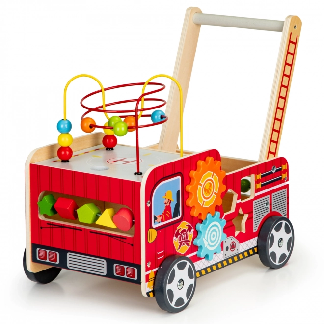 Dřevěný vzdělávací chodítko s kostkami - Hasičské auto ECOTOYS