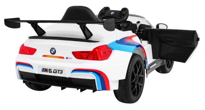 dětské elektrické autíčko BMW M6 GT3 s dálkovým ovládáním, MP3 a LED světly – bílé