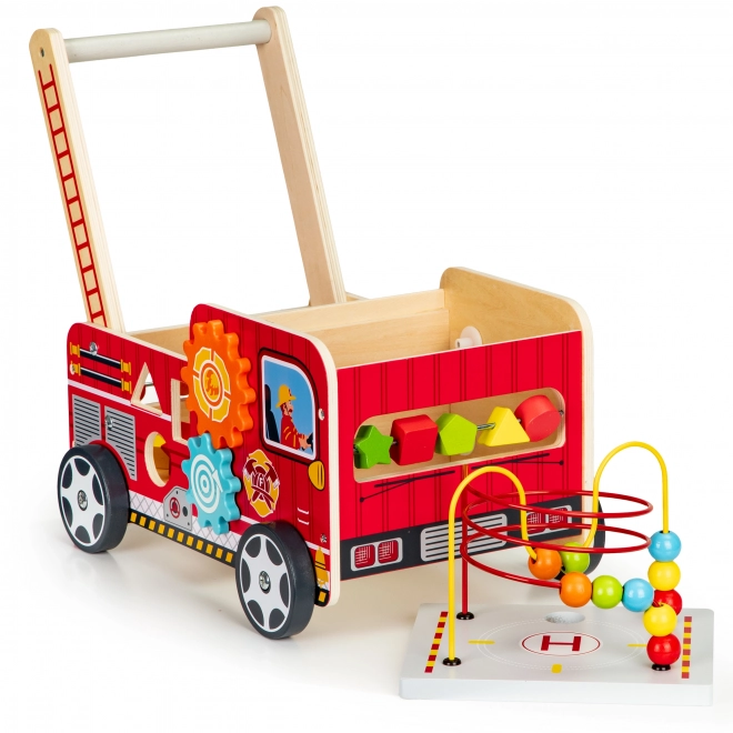 Dřevěný vzdělávací chodítko s kostkami - Hasičské auto ECOTOYS