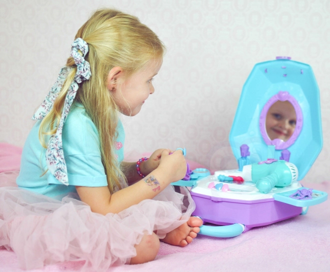 Toaletní stolek pro dívky 2v1 Krásný salon WOOPIE v kufříku