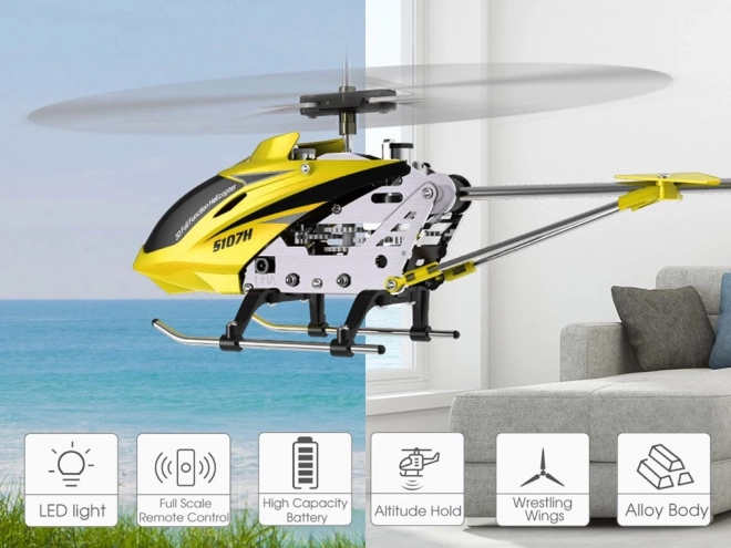 Syma Controlled Helicopter S107H na dálkové ovládání 2,4 GHz RC0544 – Žlutá