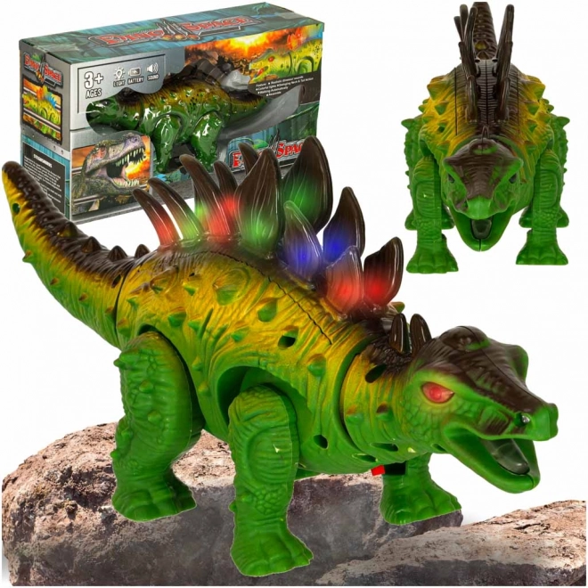 Interaktivní stegosaurus na baterie se světly a zvuky