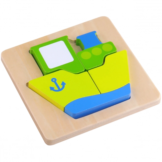 Dřevěné mini puzzle loďka od Tooky Toy
