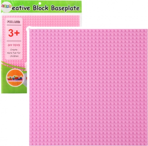 Růžová konstrukční deska pro stavebnice 25,5x25,5 cm
