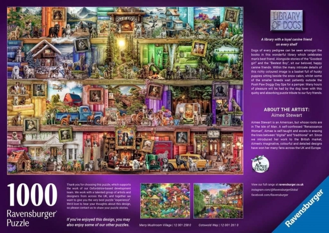 Puzzle 1000 kusů Psi v knihovně