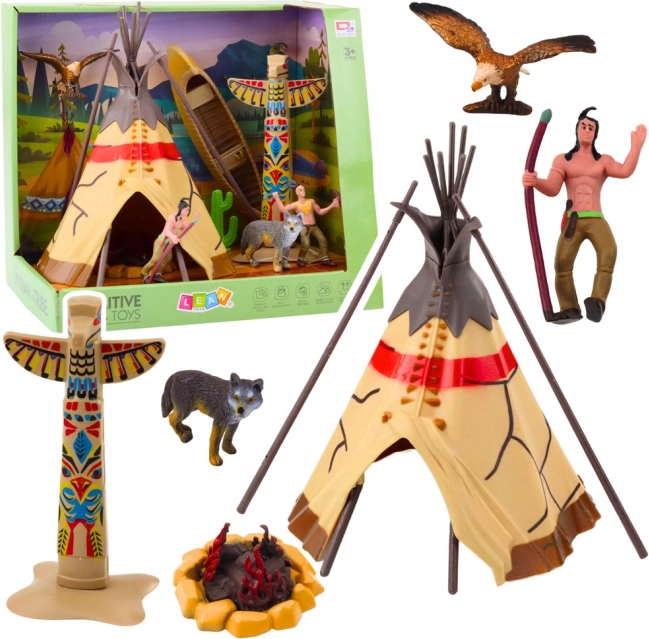 Indiánská sada s figurkami a teepee