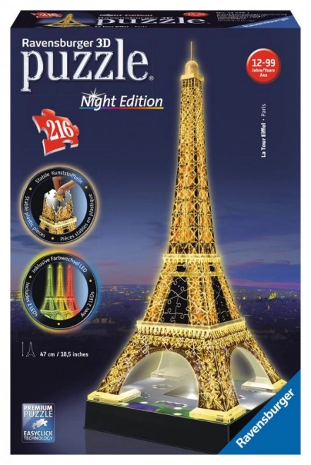 Puzzle 3D Eiffelova věž Nocí