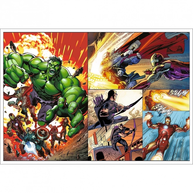 Puzzle 4x250 prvků Hrdinské dny Avengers
