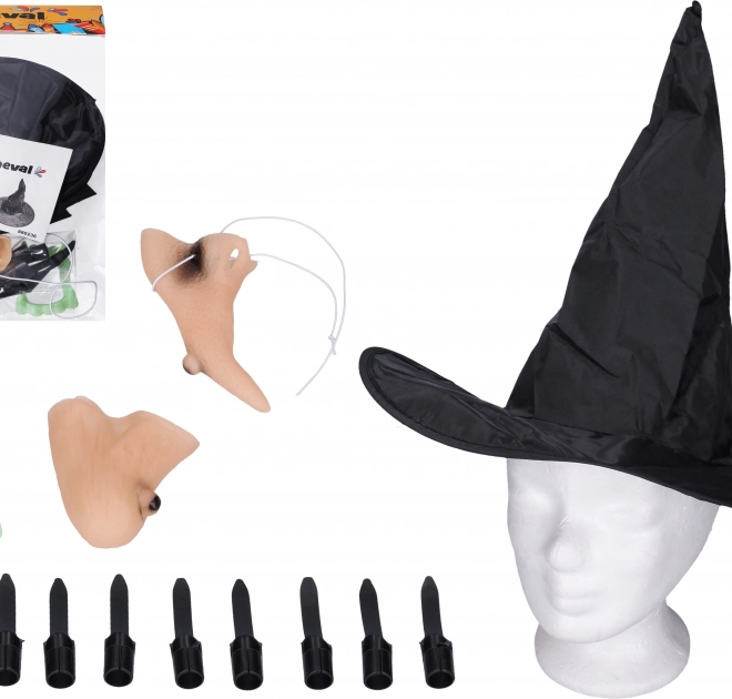 Čarodějnický kostýmní set s kloboukem a doplňky