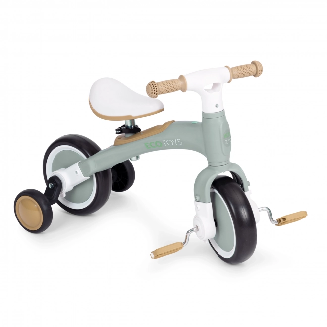 Balanční kolo s pedály - tréninková postranní kolečka 3v1 ECOTOYS – Zelené