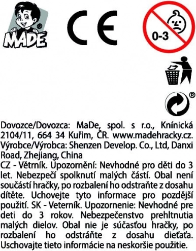 Větrník 14 cm s dřevěnou hůlkou, 3 druhy